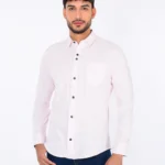 Camisa unicolor manga larga - camisa de algodón para hombre