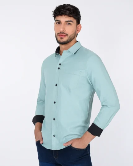 Camisa unicolor manga larga - camisa fin de semana hombre